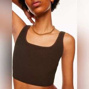 aritzia babaton sculpt knit tank, dark brown